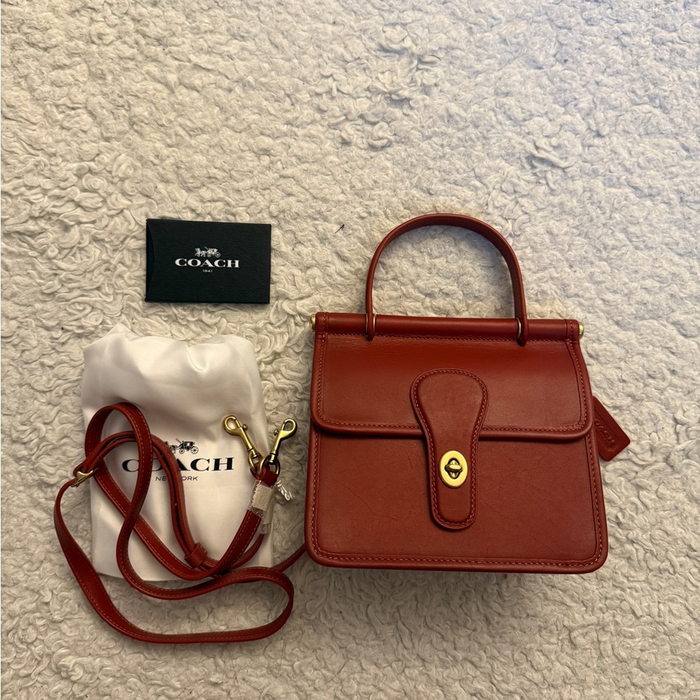 COACH Willis 18 Red Sand crossbody bag top handle - Picture 6 of 7